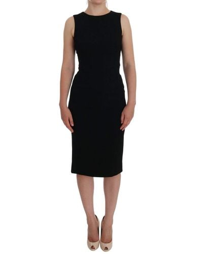 Dolce & Gabbana Elegant Crystal Sheath Knee-Length Dress - Black