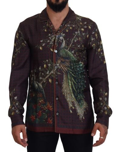 Dolce & Gabbana Ostrich Silk Satin Casual Shirt - Black