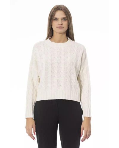Baldinini Beige Wool Sweater - White