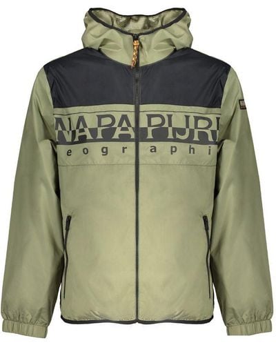 Napapijri Elegant Waterproof Hooded Sports Jacket - Green
