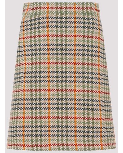 Akris Multicolour Wool Check Mini Skirt - Natural