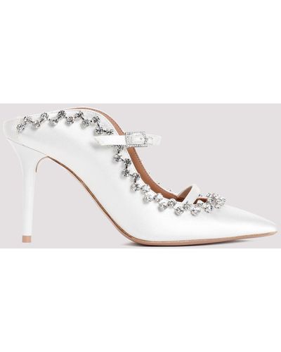 Malone Souliers White Gala 85 Satin Court Shoes