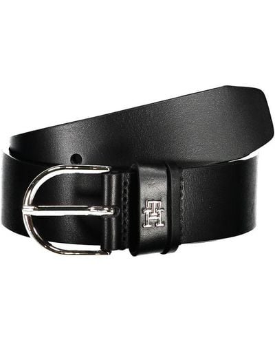 Tommy Hilfiger Chic Leather Belt With Metal Buckle - Black