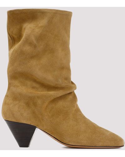 Isabel Marant Taupe Reachi Suede Calf Leather Boots - Green