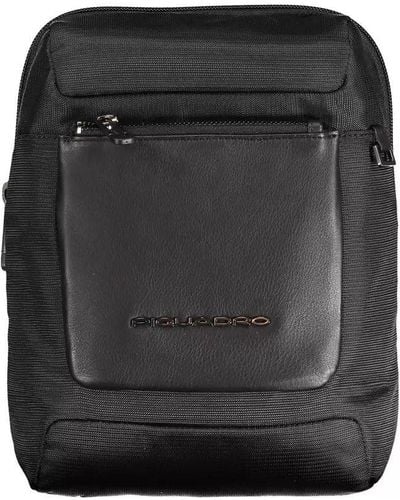 Piquadro Sleek Black Recycled Material Shoulder Bag
