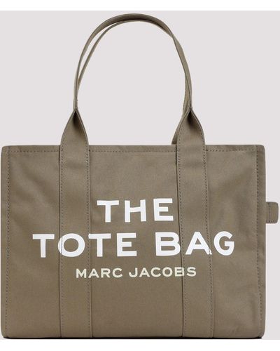 Marc Jacobs The Large Tote Bag In Slate Green Cotton - Metallic