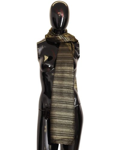 Dolce & Gabbana Metallic Gold Silk Stretch Shawl Wrap Scarf - Multicolor