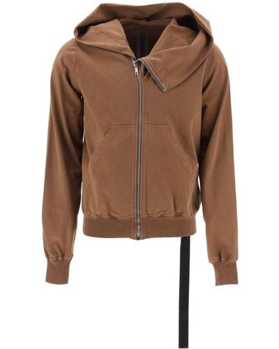 Rick Owens DRKSHDW Felpa Con Cappuccio Asimmetrico - Brown