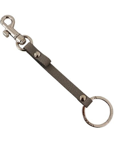 Dolce & Gabbana Elegant Leather Keyring With Accents - Metallic