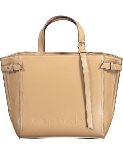 Calvin Klein Brown Polyester Handbag - Natural