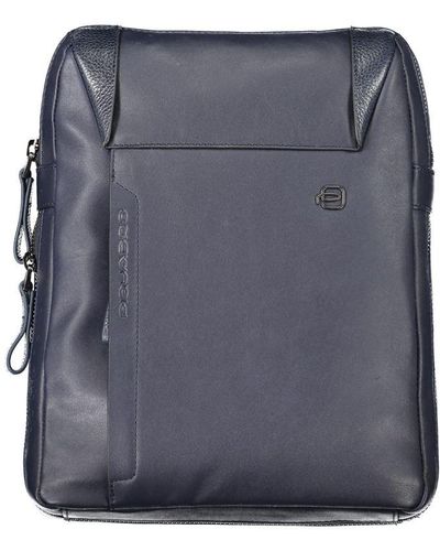 Piquadro Elegant Leather Shoulder Bag With Adjustable Strap - Grey