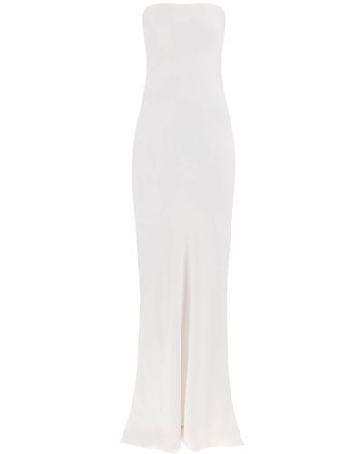 Norma Kamali Long Satin Crepe Dress - White