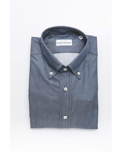 Robert Friedman Classic Blue Cotton Button-down Shirt