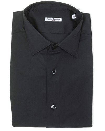 Robert Friedman Sleek Medium Slim Collar Shirt In Grey - Black