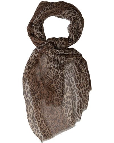 Dolce & Gabbana Silk Neck Wrap Scarf With Logo Details - Brown