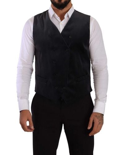 Dolce & Gabbana Elegant Double-Breasted Dress Vest - Black