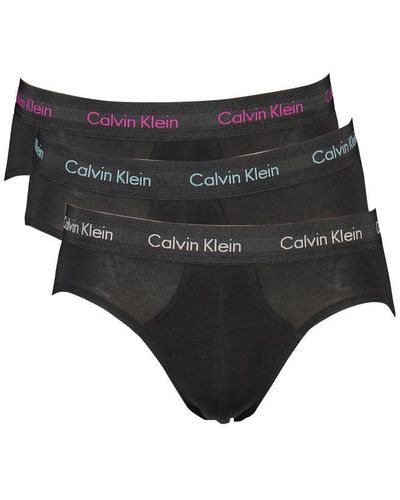 Calvin Klein Sleek Tri-Pack ' Briefs With Contrast Details - Black