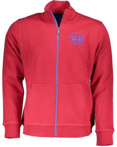 La Martina Chic Fleece Sweatshirt With Contrast Detailing - Red