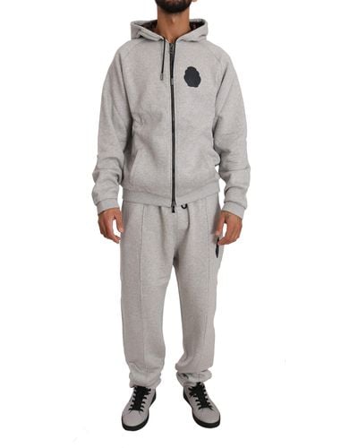 Billionaire Italian Couture Cotton Hooded Sweater Pants Tracksuit Set - Gray
