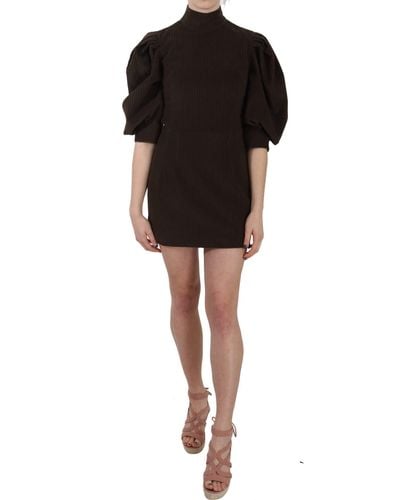 Dolce & Gabbana Dolce Gabbana Brown Corduroy Bodycon Cotton Mini Dress - Black