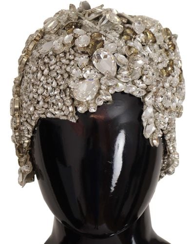 Dolce & Gabbana Teardrop Beaded Casque Sequin Turban Headdress - Metallic