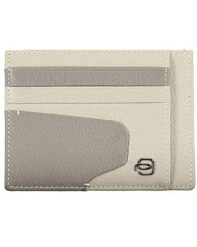 Piquadro Grey Leather Wallet - Natural
