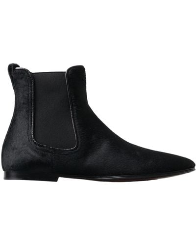Dolce & Gabbana Black Leather Chelseaankle Boots Shoes
