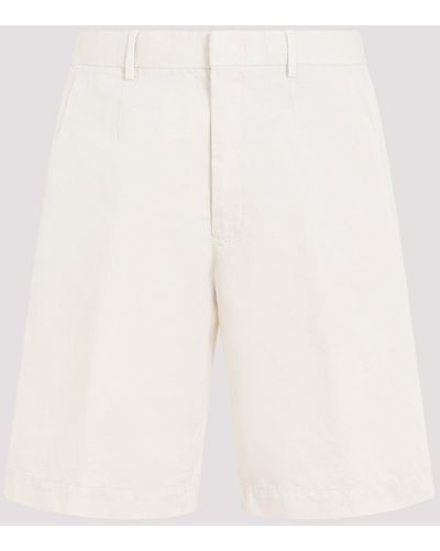 Zegna Natural White Cotton Summer Chino Shorts