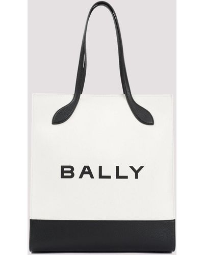 Bally White And Black Logo Shopping Bag