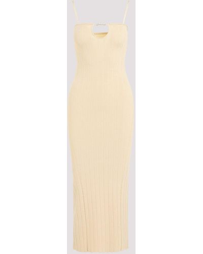 Jacquemus Light Ivory La Robe Sierra Bretelles Viscose Midi Dress - Natural