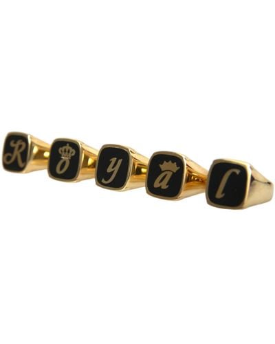 Dolce & Gabbana Brass Royal Enamel Set Of 5 Ring - Multicolour