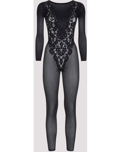 Wolford Black Flower Lace Polyamide Jumpsuit