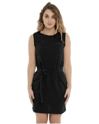 Imperfect Chic Sleeveless Cotton Dress With Waist Tie - Black