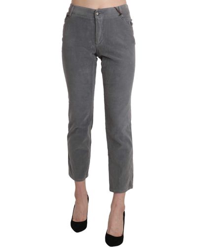 Ermanno Scervino Chic Gray Mid Waist Cropped Pants - Black