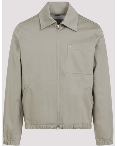 Ami Paris Sauge Green Cotton Zipped Jacket - Grey