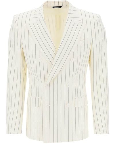 Dolce & Gabbana Double-Breasted Pinstripe - White