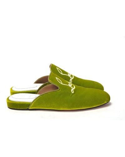 Christian Louboutin Bourgeon Lime Coolito Flat Shoes - Green