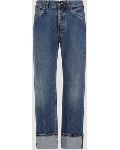 Alexander McQueen Blue Washed Cotton Turn Up Jeans