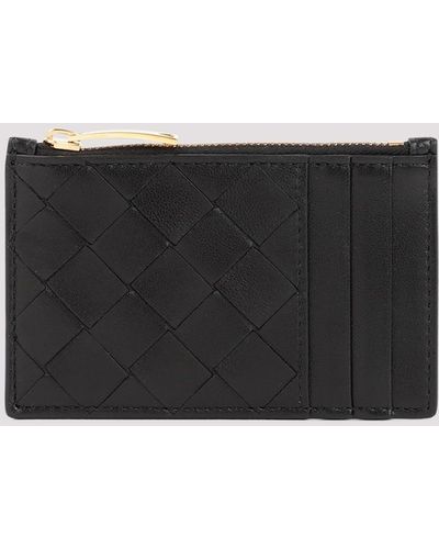 Bottega Veneta Black Gold Leather Zipped Credit Card Case