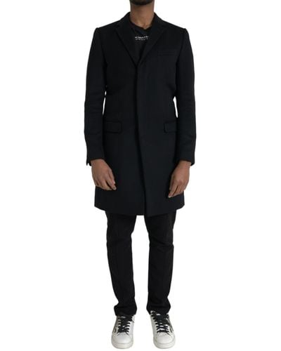 Dolce & Gabbana Single Breasted Trench Coat Jacket - Black