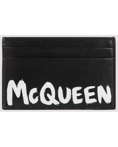 Alexander McQueen Black White Leather Credit Card Case