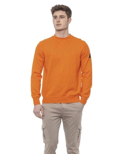 Conte Of Florence Crew Neck Solid Color Sweater - Orange