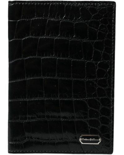 Dolce & Gabbana Exotic Skin Leather Long Bifold Passport Holder - Black
