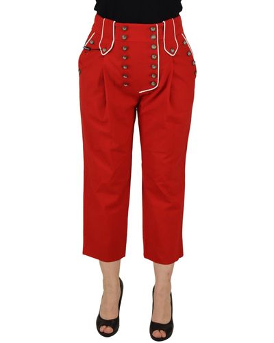 Dolce & Gabbana Elegant High-Waist Cropped Pant - Red
