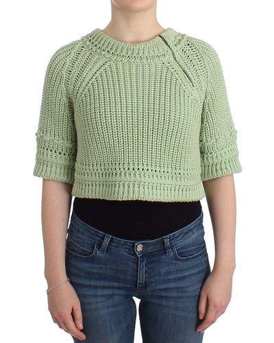 Ermanno Scervino Chic Cropped Cotton Sweater - Green