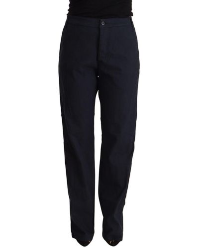 Exte Exte High Waist Tapered Cotton Trousers - Black