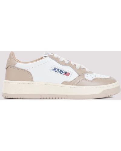 Autry White And Pepper Leather Trainers - Natural