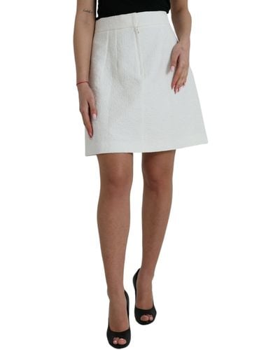 Dolce & Gabbana Floral High Waist Brocade Mini Skirt - Grey