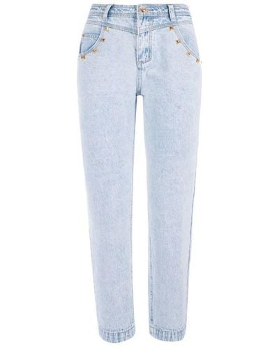 Yes-Zee Light Blue Cotton Jeans & Pant