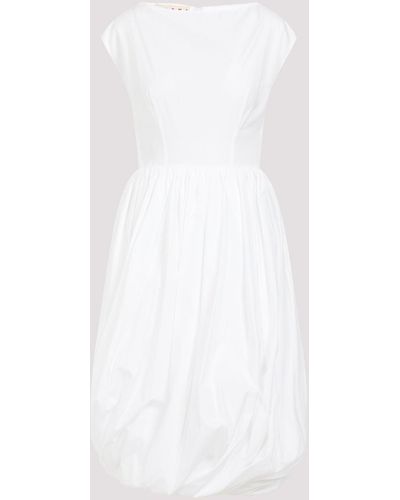 Marni Lily White Cotton Midi Dress